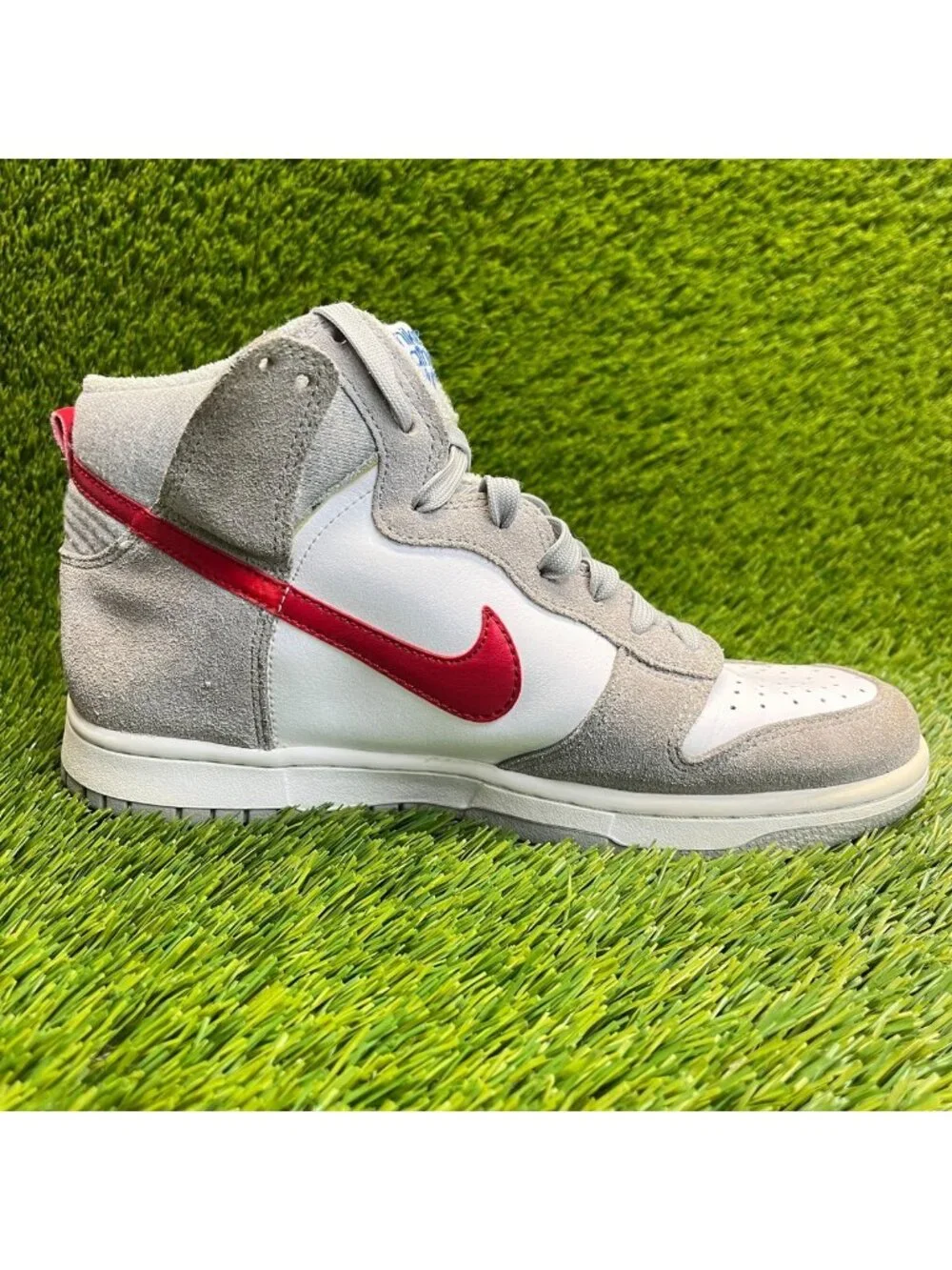 Nike Dunk High Athletic Club Boys Size 6Y Gray White Red Athletic Shoes Sneakers